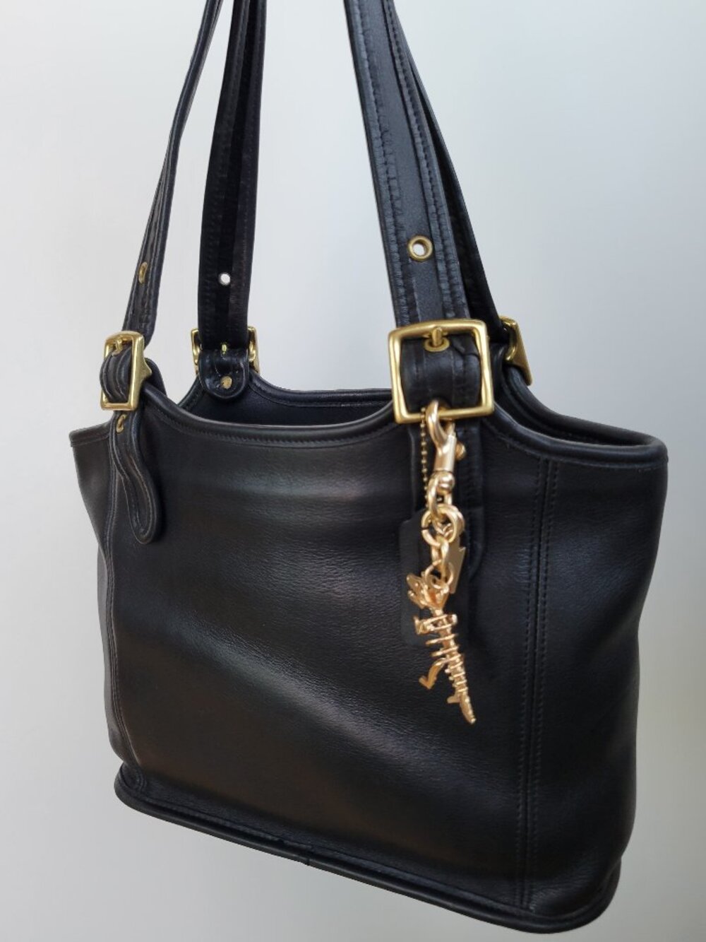 Coach Vintage Legacy Small Shopper Shoulder Tote Bag Purse 9086 Black Leather - Picture 2 of 6